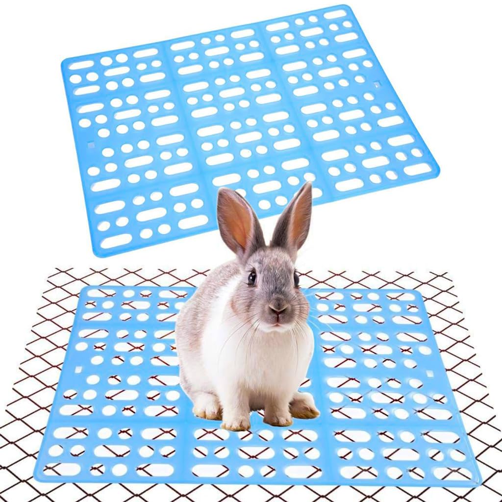 HASTHIP® Alfombrillas de Jaula para Conejos 2 Piezas 9.8x13.5 Pulgadas con 8 Clips, Esterilla de Plástico Reutilizable Antideslizante para Conejos, Cobayas, Hámster y Mascotas Pequeñas