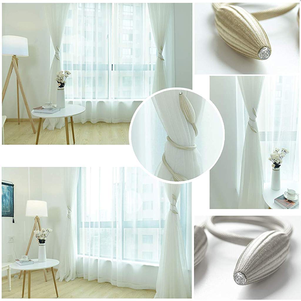 Hasthip Curtain Tiebacks with Alloy Clip for Home Decor 58cm Length | Coffee Brown Polyester Pack of 2