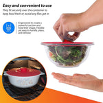 HASTHIP Silicone Bowl Covers for Pots and Containers featuring Suction Seal Lids 5 Sizes Red