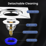 HASTHIP Pop up Bathroom Floor Drain with Foot Operated Button and Copper Core | Anti Odor Rust Resistant Square Replacement