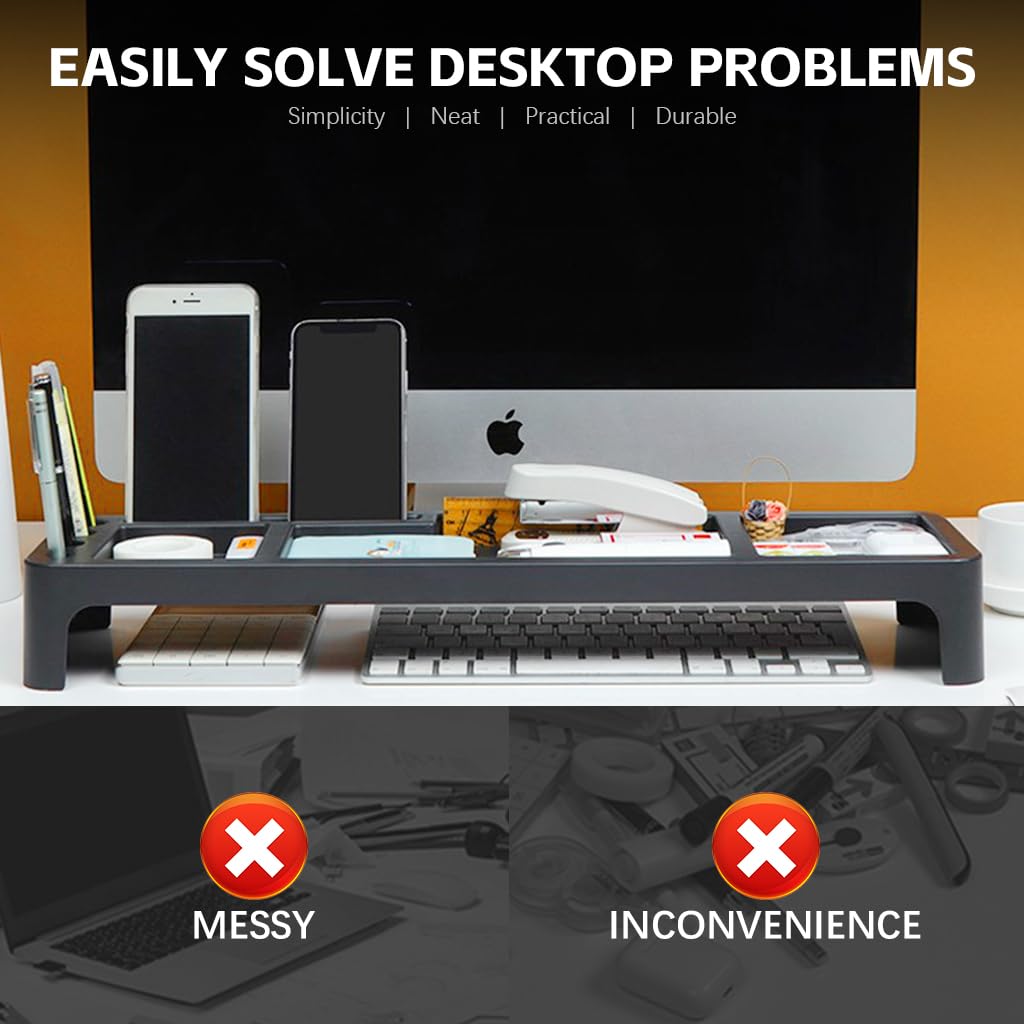 HASTHIP® Multifunctional Desk Organizer with Phone Stand, Pen Holder, Storage Compartments for Office Supplies, Stationery Organizer for Home & Office Accessories