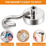 HASTHIP® 22Pcs Neodymium Magnet Hooks, N38 Magnetic Hooks for Fridge, Ceiling, Kitchen, Wall, Rust-Free Heavy Duty 16mm Steel Base for Holding Towels, Cups, Tools, Indoor Outdoor Versatile Use