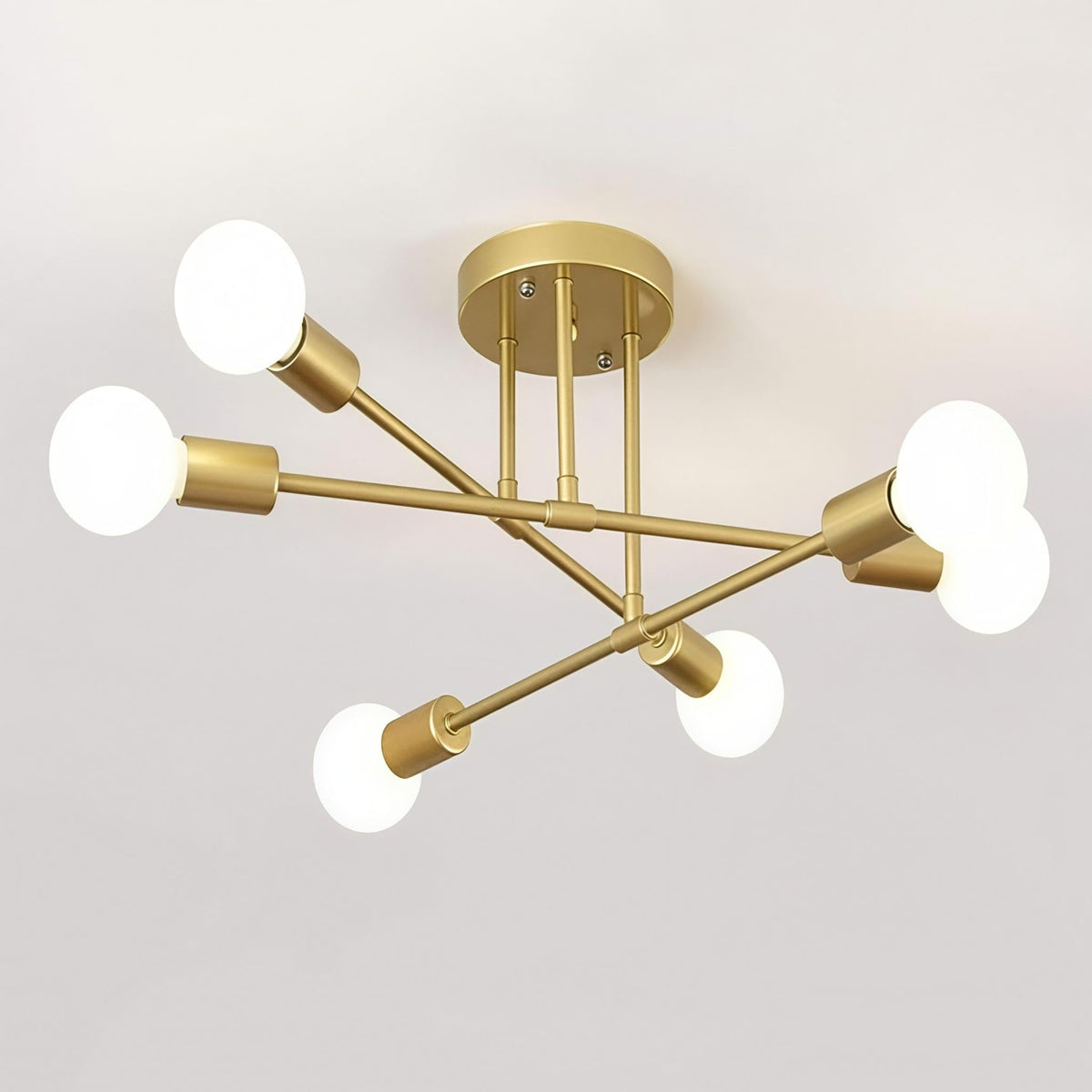 HASTHIP® Lámpara de Techo Moderna de 6 Luces para Sala,Lámpara Colgante Metálica Ajustable,Iluminación Techo sin Bombillas E27 Estilo Industrial y Elegante