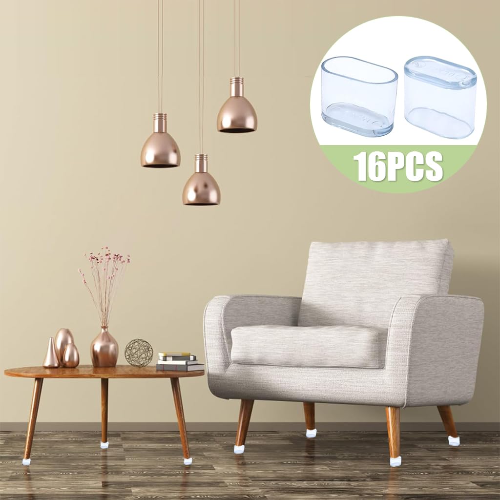 HASTHIP Chair Leg Floor Protectors for Hardwood and Tile Floors 16pcs 15x30mm PVC Sleeves
