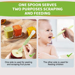 HASTHIP® BrandName 3-in-1 Silicone Baby Feeding Set, Food Feeder Spoon, Puree & Fruit Feeder, Soft BPA Free Food Grade Fork & Spoon with Case, Infant Tableware