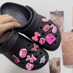 HASTHIP Shoe Decoration Charms Combo for Clogs with Secure Snap Attachment | 65Pcs Pink Rubber Set for Teens and Adults