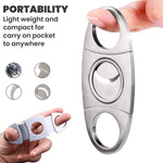 Stainless Steel Pocket Cigar Tool Cigar Cutter with Double Guillotine Cutter Blades Nipping Off The end of Cigar for Most Size of Cigars (Multicolour)