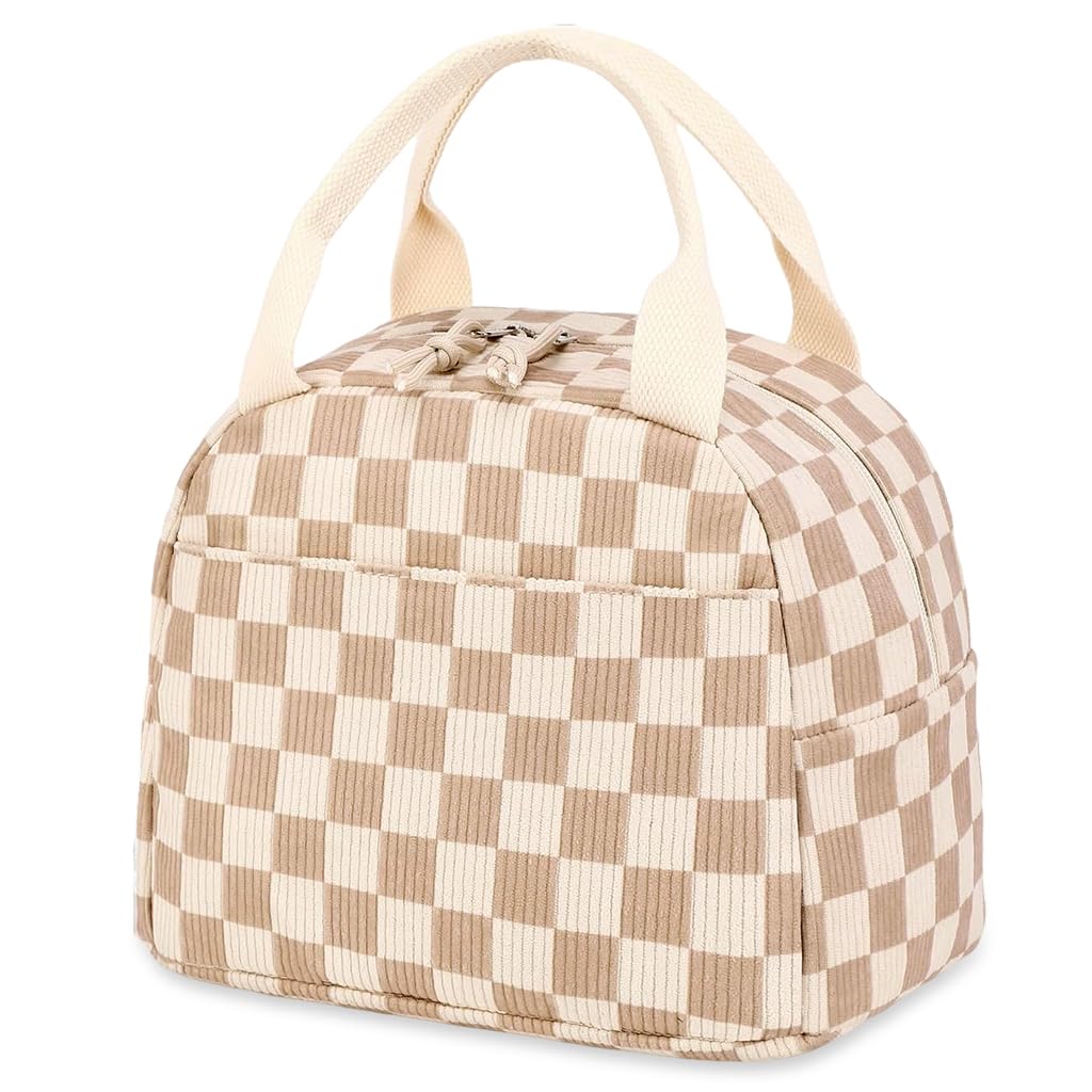 HASTHIP Lunch Bag for Office with 9L Capacity and Dual Zipper | Corduroy Beige Tote