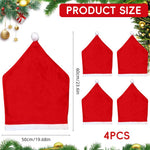 HASTHIP Christmas Chair Covers for Dining Room featuring 4PCS Santa Hat Design | Red Fabric Decor