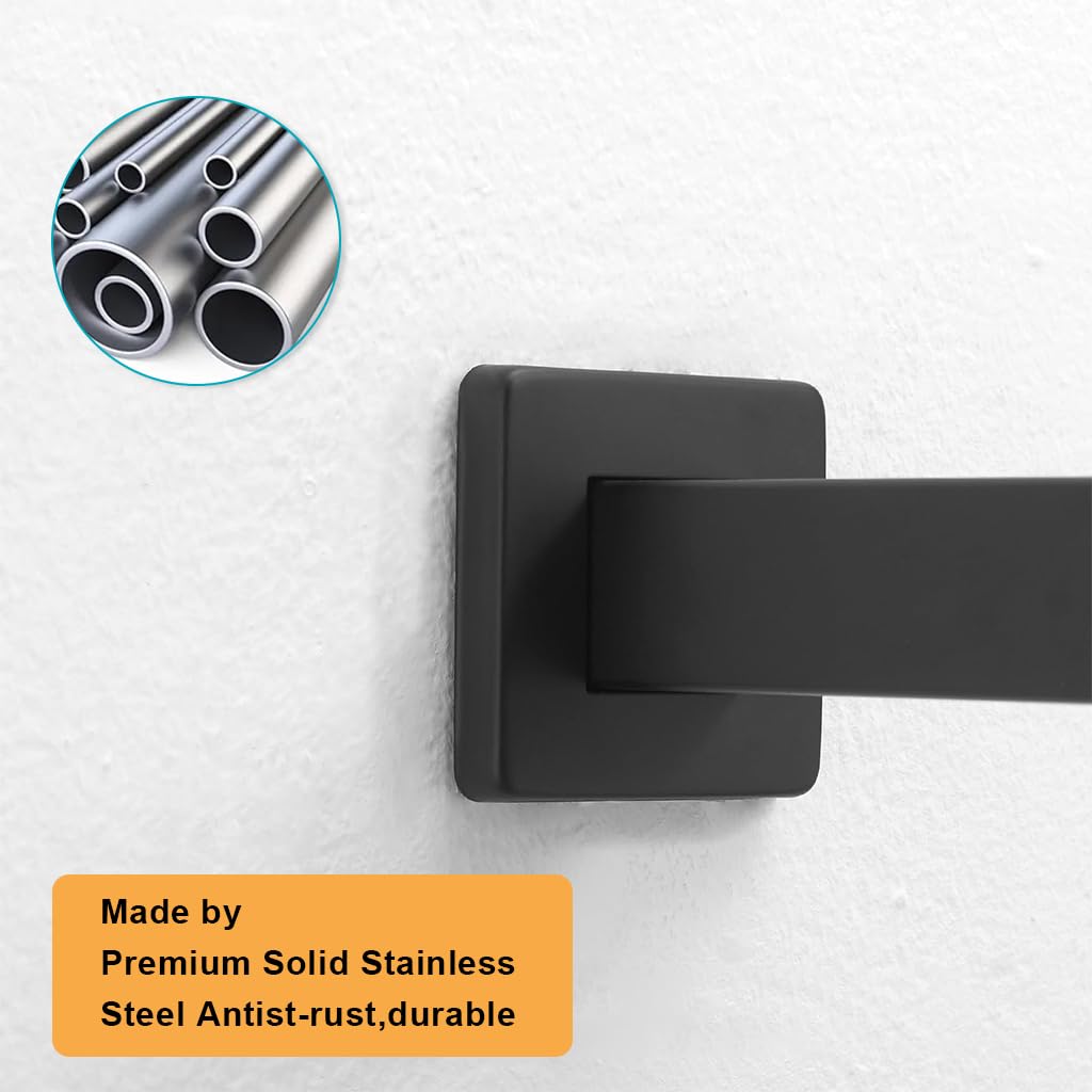 HASTHIP Stainless Steel Overhead Shower Arm for Flush Mount Showers featuring 11.8 in Matte Black Extension | Universal Wall Mounted Design