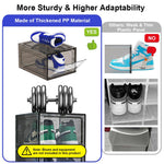 4 Packs Shoe Box Plastic Shoe Storage Separate Shoe Box with Magnet Door Stackable Shoe Organizer Universal Size Sneaker Shoe Box for Men Shoes Box for Women