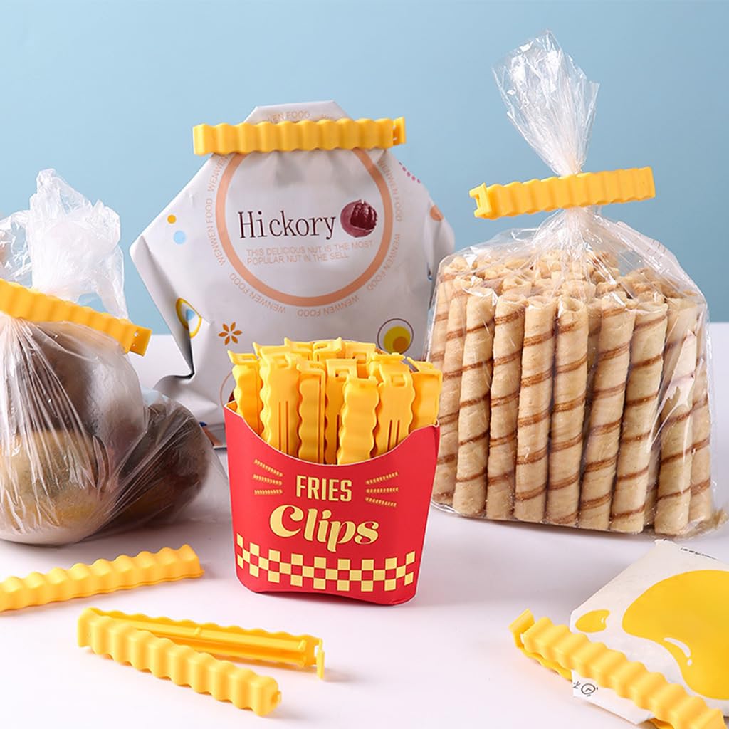 HASTHIP Snack Sealing Clips for Kitchen Organization with Magnetic Holder | 24 pcs PP Food Bag Sealers