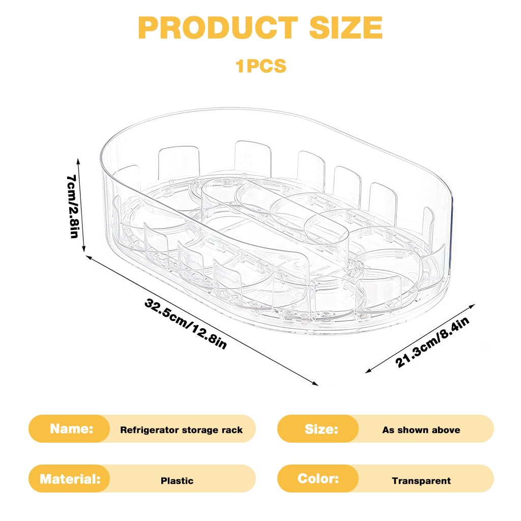 HASTHIP® Turntable Refrigerator Drink Organizer Rack,Beverage Holder for Cans & Bottles, Space-Saving Fridge Storage Shelf
