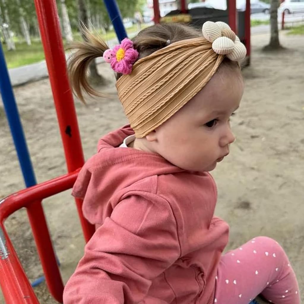 HASTHIP® Diademas para Bebé Niña Set 3 Piezas, Cintas Elásticas Suaves con Lazo y Flor, Bandas de Moda para Recién Nacidos 0-6 Años, Accesorio Tierno, Regalo Ideal Baby Shower y Cumpleaños
