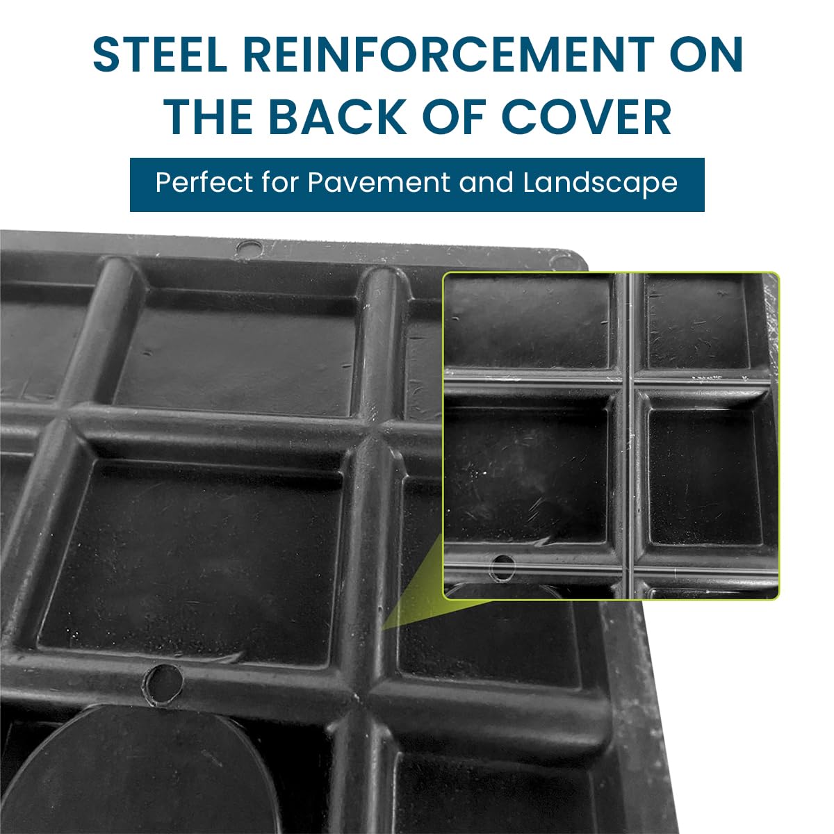 HASTHIP Manhole Cover for Underground Water Tanks featuring Metal Handle 12 x 12 in Black