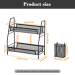 HASTHIP Desk Organizer Rack for Office and Kitchen Use with Double Layer Storage 35.5x20x33 cm | Metal Mesh Design and Side Hanging Case