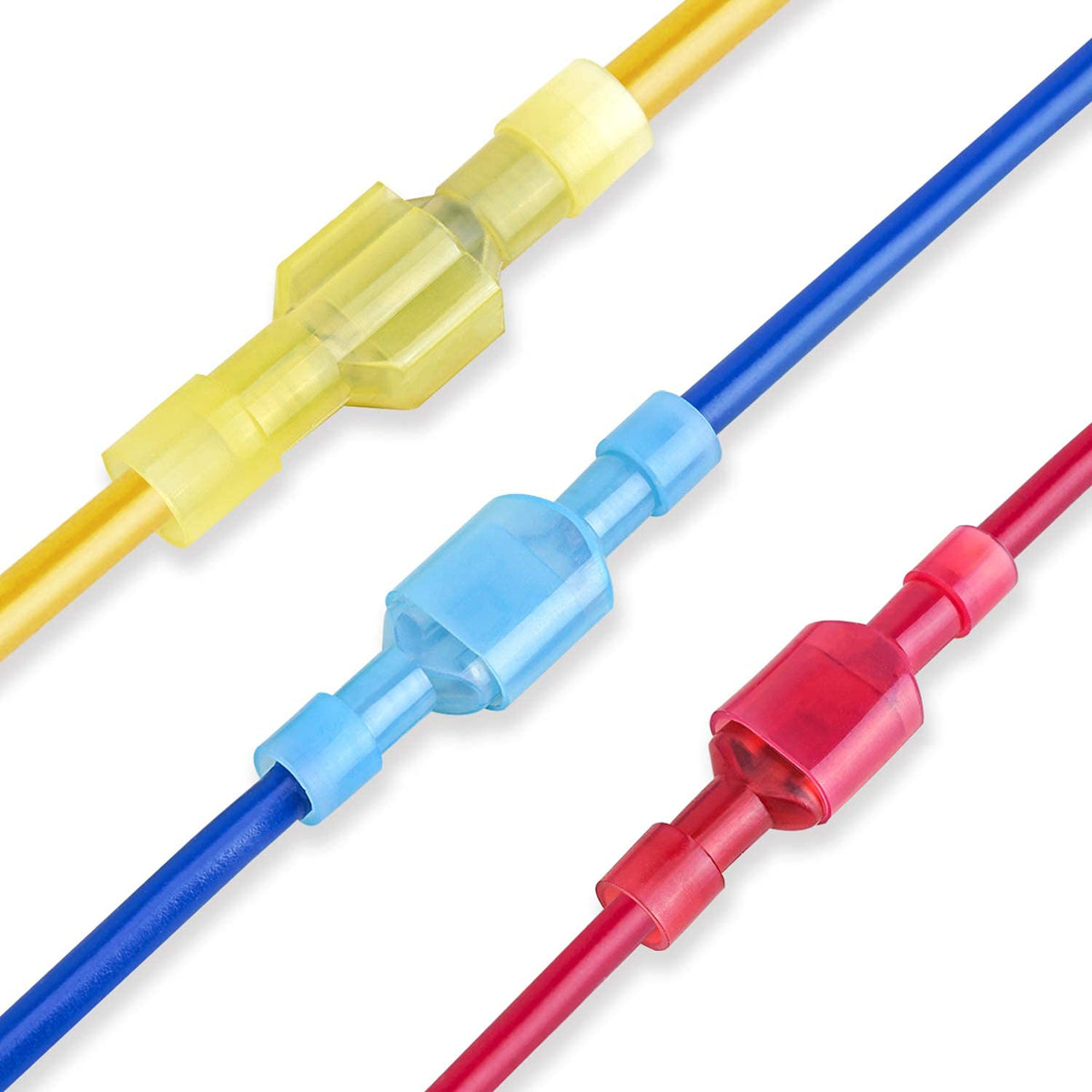 HASTHIP Wire Connection Terminal Kit for Automotive and Home Use featuring 100Pcs AWG 10‑22 Assortment | Insulated Brass Spade and Butt Connectors