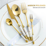 HASTHIP Cutlery Set for Dining with 5 Stainless Steel Pieces and White Ceramic Handles | Gift Ideal