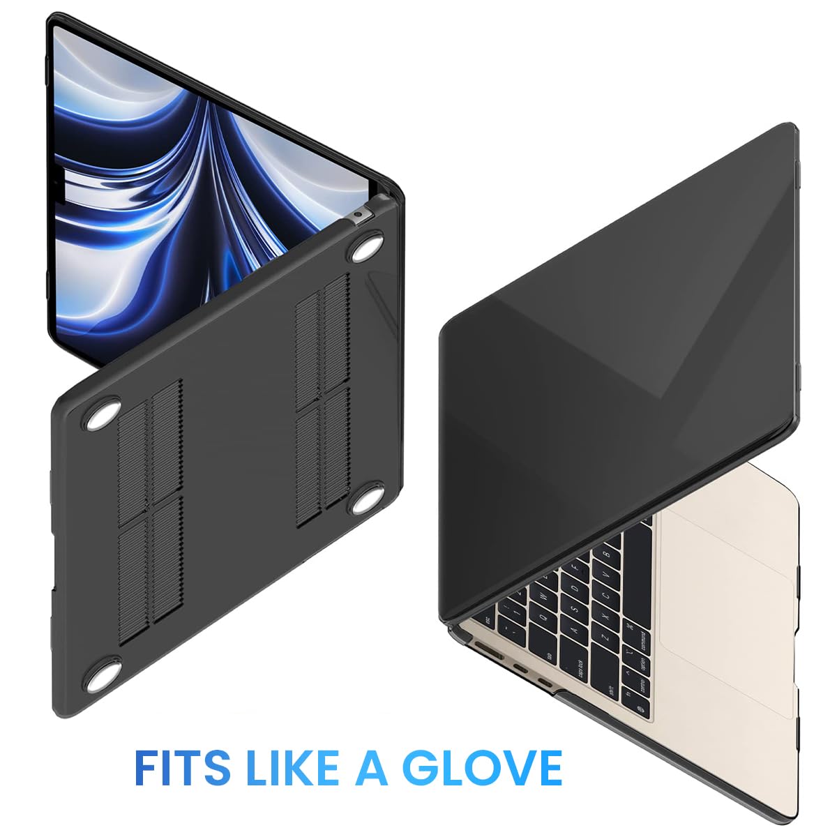 Laptop Case for MacBook Air M2 A2681 M3 A3113 13.6 inch Laptop Case Fashion Cover Waterproof Laptop Protector Hard Case and Back Cover Compatible with 2022 Release MacBook Air M2 M3 Black