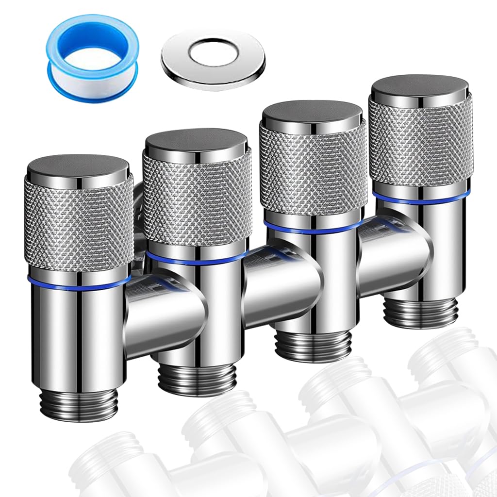 HASTHIP Faucet Tap for Shower and Washing Machine with 3‑Way 1/2 in Valve | Stainless Steel