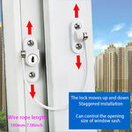 HASTHIP® 2pcs Child Safety Window Lock Chain Door Latch with Key, 185mm Cable Restrictor, Stainless Steel Security Limiter for Sliding Windows, Doors, Drawers, Balcony Easy Install, Home Safety