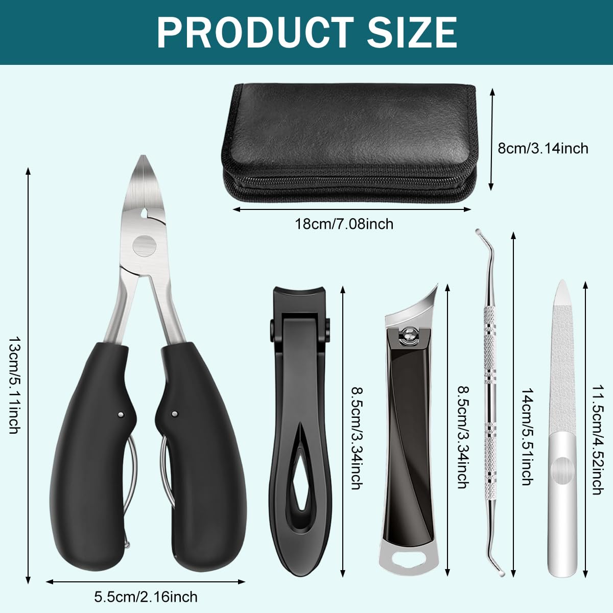 HASTHIP 5-Piece Ingrown Toenail Clipper Set, Stainless Steel Nail Care Tools