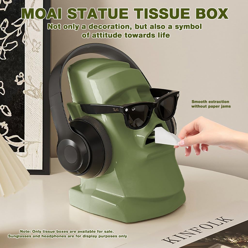 HASTHIP Headphone Stand for Table with 3 in 1 Tissue Box and Glasses Rack 14.5x17x23.5 cm | ABS Body