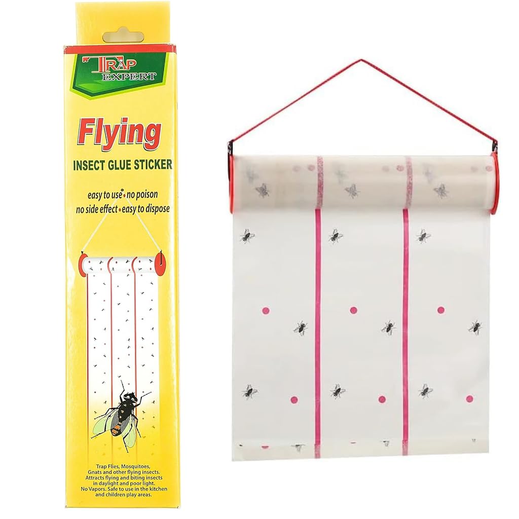 HASTHIP® Fly Trap Kit for Insects, Whiteflies, Aphids, Leaf Minor, Thriphs, Ultra sticky Trap Roll for Insect in garden & Farm for Indoor or Greenhouse Use, Hangable Fly Sticker Paper (4m*25cm)