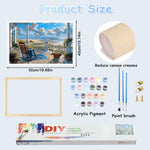 HASTHIP® DIY Paint by Number Kit for Adults, Coastal Porch Ocean View Landscape Painting Art Work with Frame, DIY Acrylic Paint by Numbers Canvas Wall Art Home Decor Gift, 40x50cm