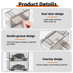 HASTHIP Car Models Display Case for 1:64 Racing Toys with 2 Tiers and 8 Compartments | Acrylic Dustproof Stackable Organizer