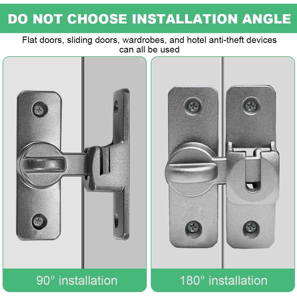 HASTHIP Door Latch Lock for Gate and Closet with 90°/180° Adjustable Design | Zinc Alloy