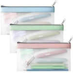 HASTHIP Pencil Pouches Set for School and Office Storage featuring Semi‑Transparent PVC 8.2x4.1 in | Waterproof Utility Bags for Students