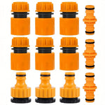 HASTHIP® 12Pcs Garden Hose Connectors, for 1/2" & 3/4" Hoses Garden Water Hose Pipe Quick Connector Set, Water Pipe Fittings, Tap Adapte for Garden Irrigation & Outdoor Use
