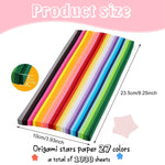 HASTHIP Origami Paper Strips for DIY Lucky Star Crafts with 1030 Sheets in 27 Colors | Double Sided Decoration Paper