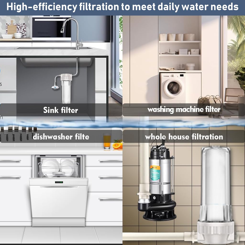 HASTHIP® Water Filter System for RV, High-Flow Multi-Stage Filtration,Purifies Odors, Chlorine, Sediments, Versatile for Home & Outdoor, Home Water System for Safe Drinking Water