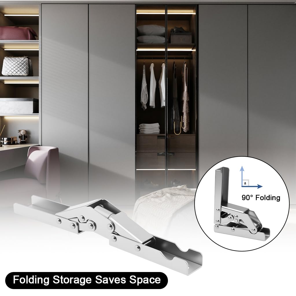 HASTHIP® 90 Degree Folding Door/Shelf Hinge Hidden Bracket Table Holder Furniture Parts(2pcs)