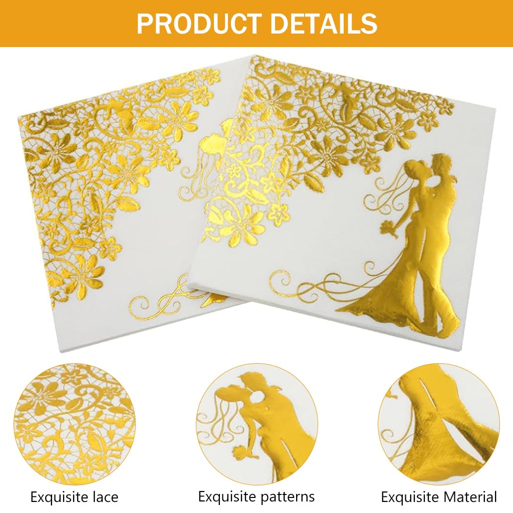 HASTHIP® 20Pcs Wedding Table Kitchen Napkins,Disposable Paper Napkins for Home & Wedding,12.9 inches Cocktail Easter Wood Pulp Tissues Bride