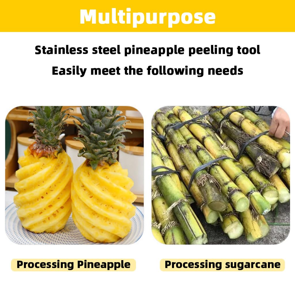 HASTHIP Pineapple Peeler Tool Set for Easy Fruit Prep featuring Curved Blade & Ergonomic Handles