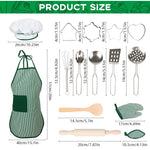 HASTHIP Kids Baking Set for Pretend Play with 15Pcs Tools and Waterproof Apron | Chef Costume