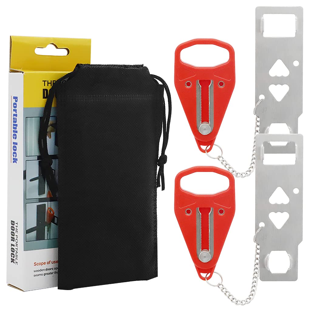 HASTHIP Portable Door Lock for Travel and Home Security with Stainless Steel Build | 2PCS