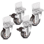 HASTHIP Caster Wheels for Furniture and Cabinets featuring Double Ball Bearings | 8Pcs 2 Inch Rubber Swivel Casters with Brakes supporting 1200 lbs