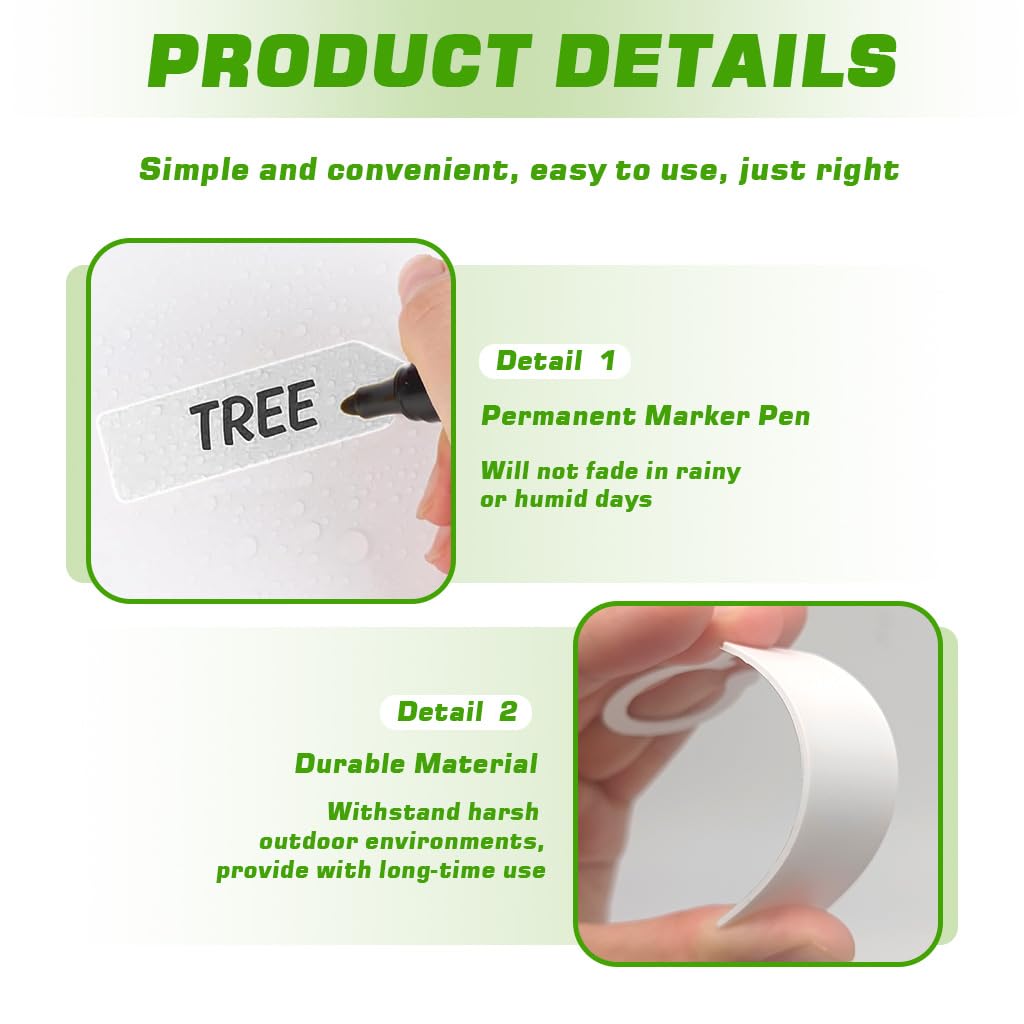 HASTHIP Plant Labels for Garden Organization with Open Loops 100 Count 2.4x11 cm PVC Tags