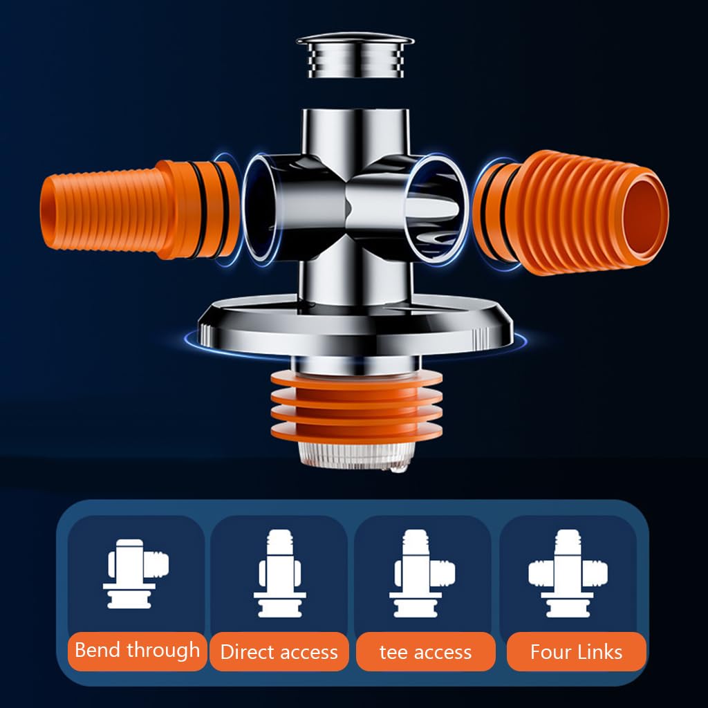 HASTHIP Washing Machine Drainage Adaptor for Kitchen Sink with Triple Inlet & Gravity Valve