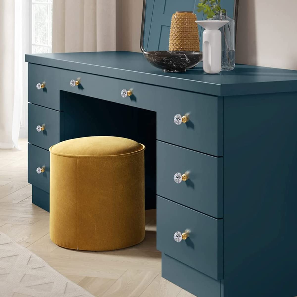 HASTHIP Cabinet Knob Pull Handle Set for Dresser and Drawers with 6 Pack 30mm Crystal Glass Diamond Knobs | Includes Screw Kit