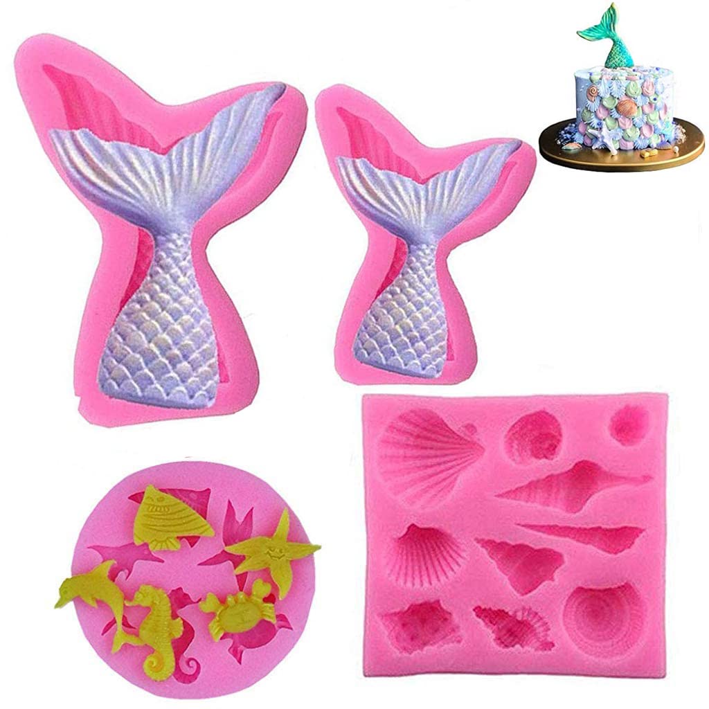 HASTHIP Mermaid Tail Moulds for Chocolate and Fondant with 3D Design 12 x 7 x 7cm | Food Grade Silicone