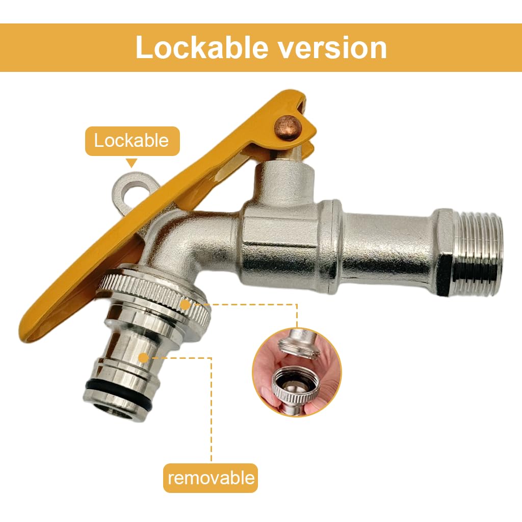 HASTHIP Garden Faucet for Outdoor Use with Lockable Handle and 1/2 inch Thread | Full Copper Construction