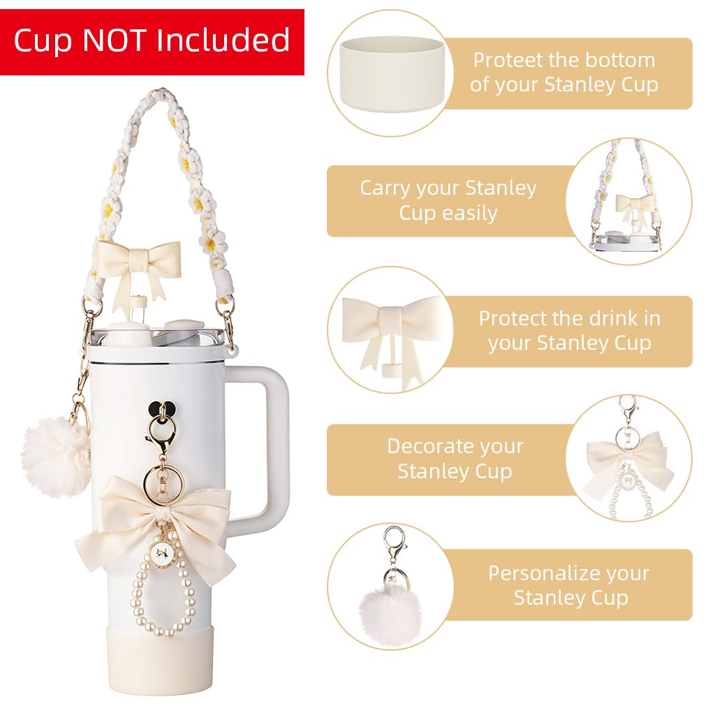 HASTHIP Stanley Cup Accessories Set for 40oz 30oz with Silicone Boot and Straw Cover Charm | Decorative Kit for Outdoor Use