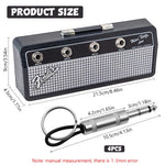 HASTHIP Guitar Amp Key Holder for Music Lovers with 4 Plug Keychains and Wall Mount Kit | 21.5x4.5x9cm Black