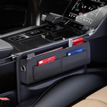 HASTHIP® Organizador de Coche Asiento Frontal de Cuero PU, Accesorio Interior para Consola, Bolsillo Lateral entre Asiento y Consola para Teléfonos, Gafas, Llaves y Tarjetas, Negro