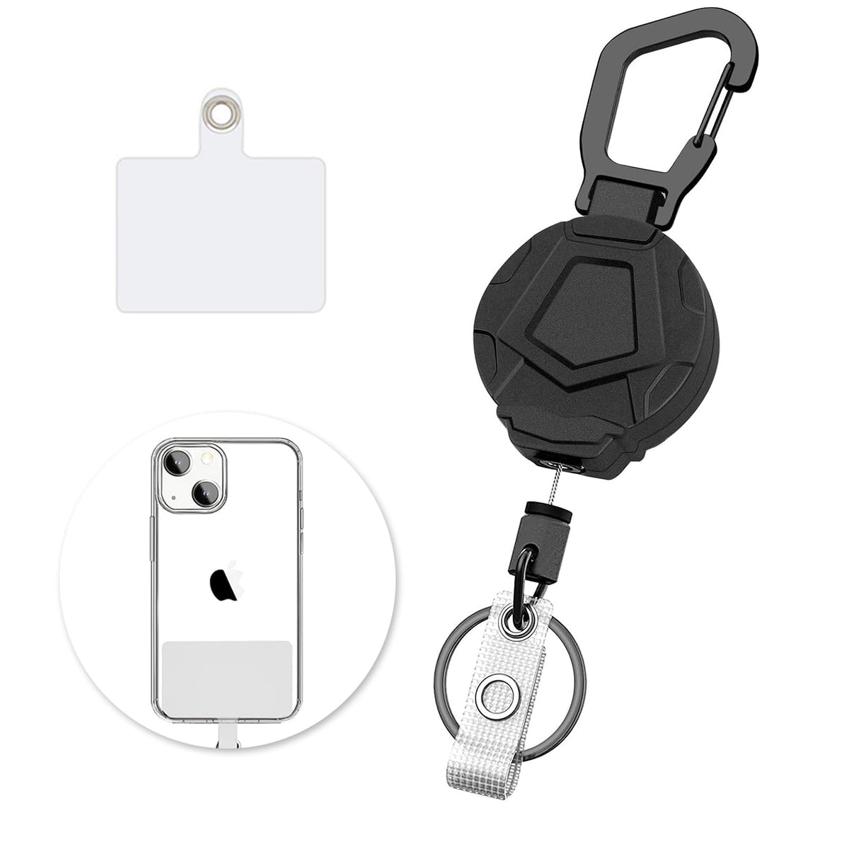 Heavy Duty Retractable Keychain with Carabiner, Retractable ID Badge Holder Clip Retractable Badge Reel with 31.7" Steel Retractable Cord, Multitool Carabiner Anti-Lost Key Chain Holder